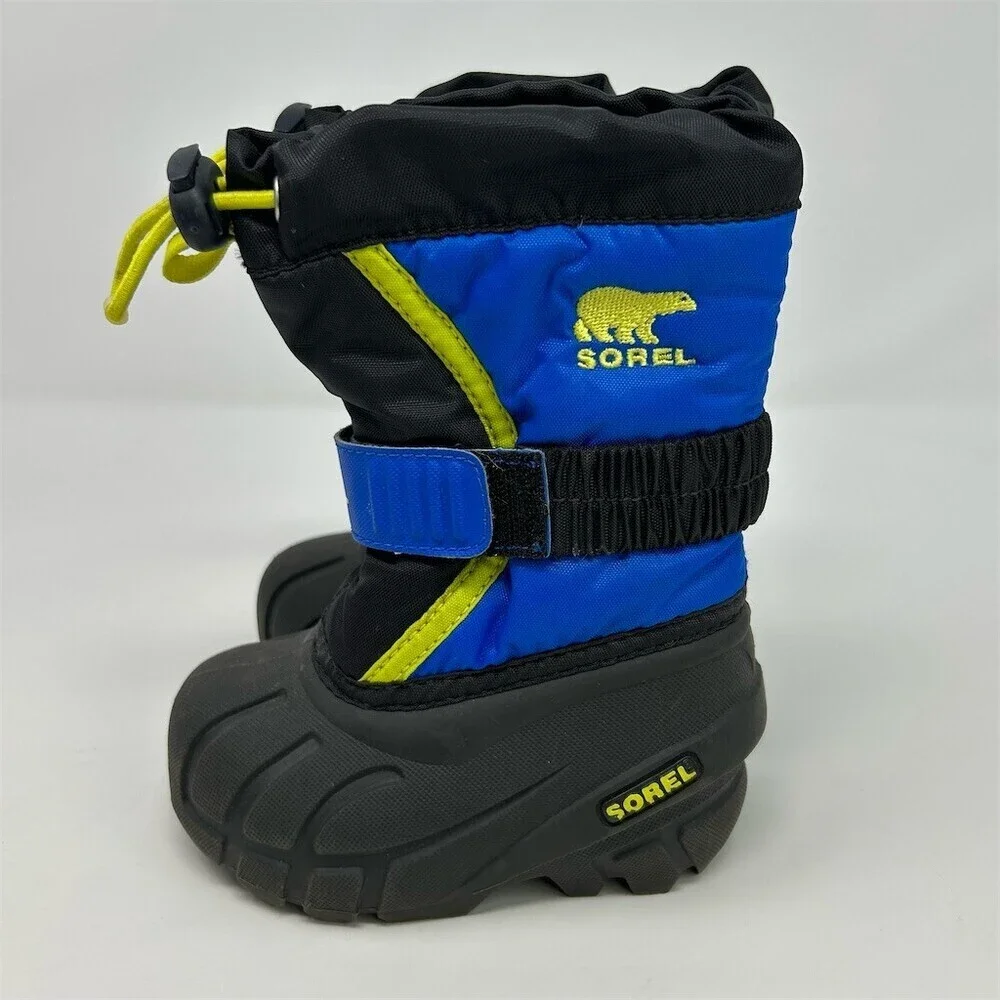 SOREL Youth Flurry Boys Snow Boots Blue/Black Waterproof Insulated Winter Size 5